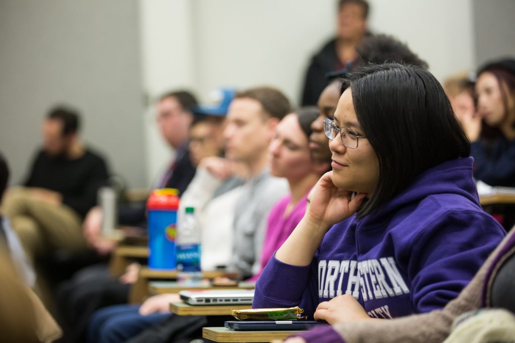 Student at a speaker event